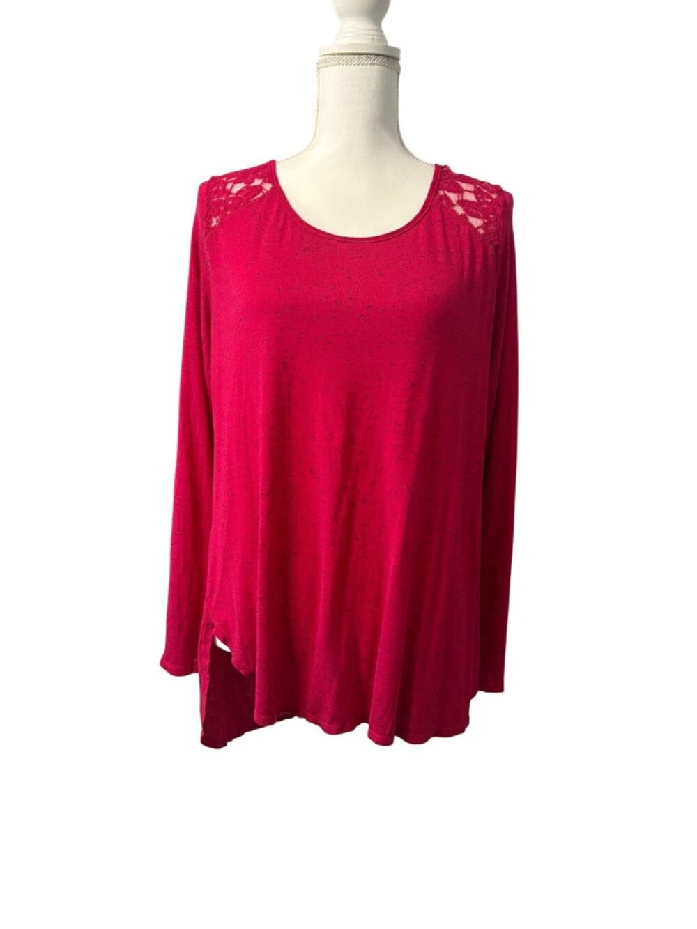 Pink Coquette Lace Shoulder Soft Girl Long Sleeve Top Faded Glory Womens 2XG